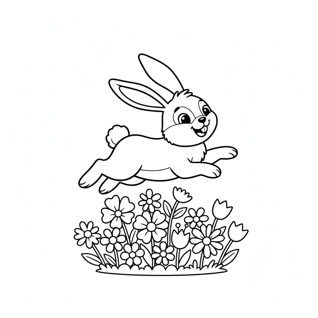 Conejo 2 para colorear para imprimir para niño de 6 años