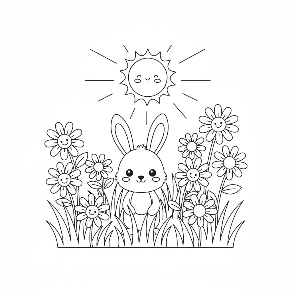 Conejo 3 para colorear para primaria