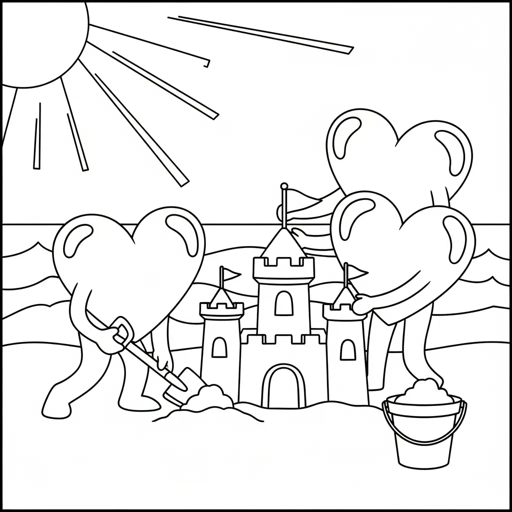 Corazones para colorear para imprimir kawaii