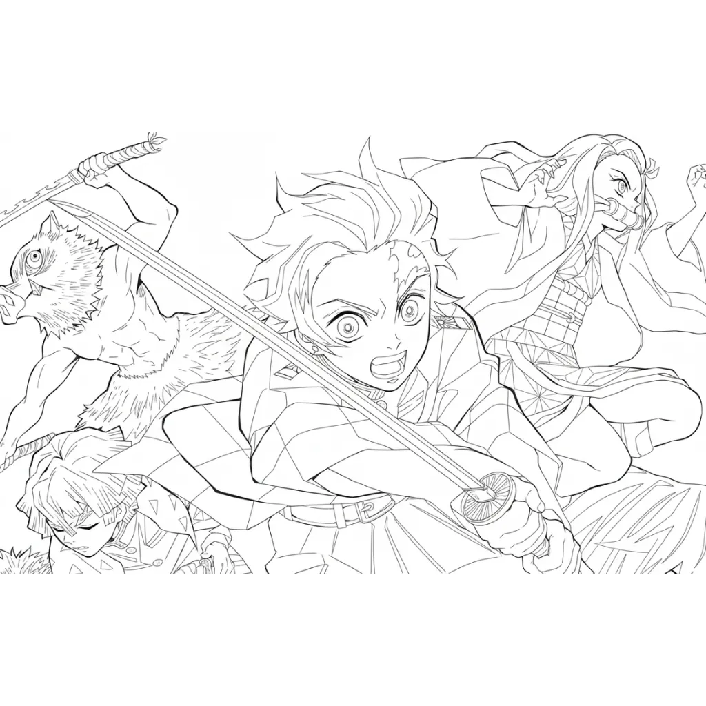 Demon Slayer 1 para colorear gratis para imprimir