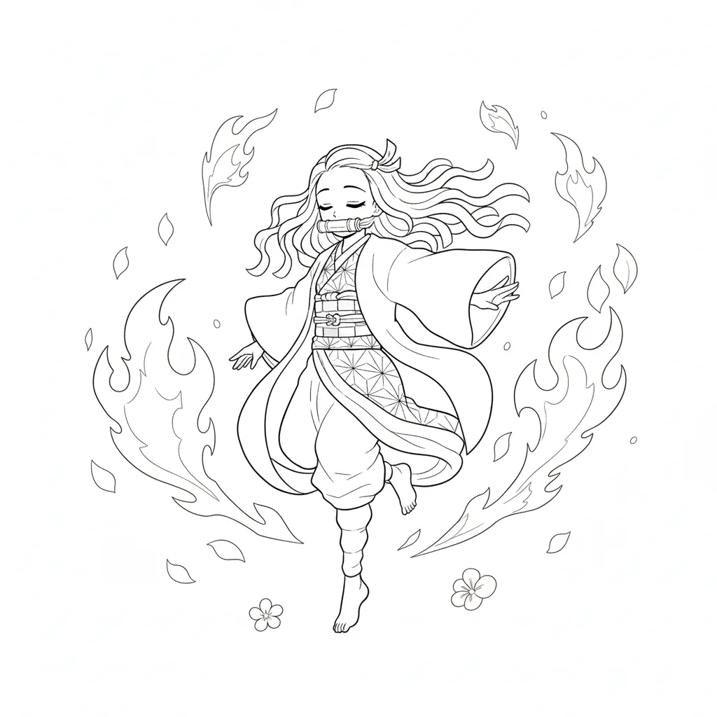 Demon Slayer 10 para colorear para niño de 8 años