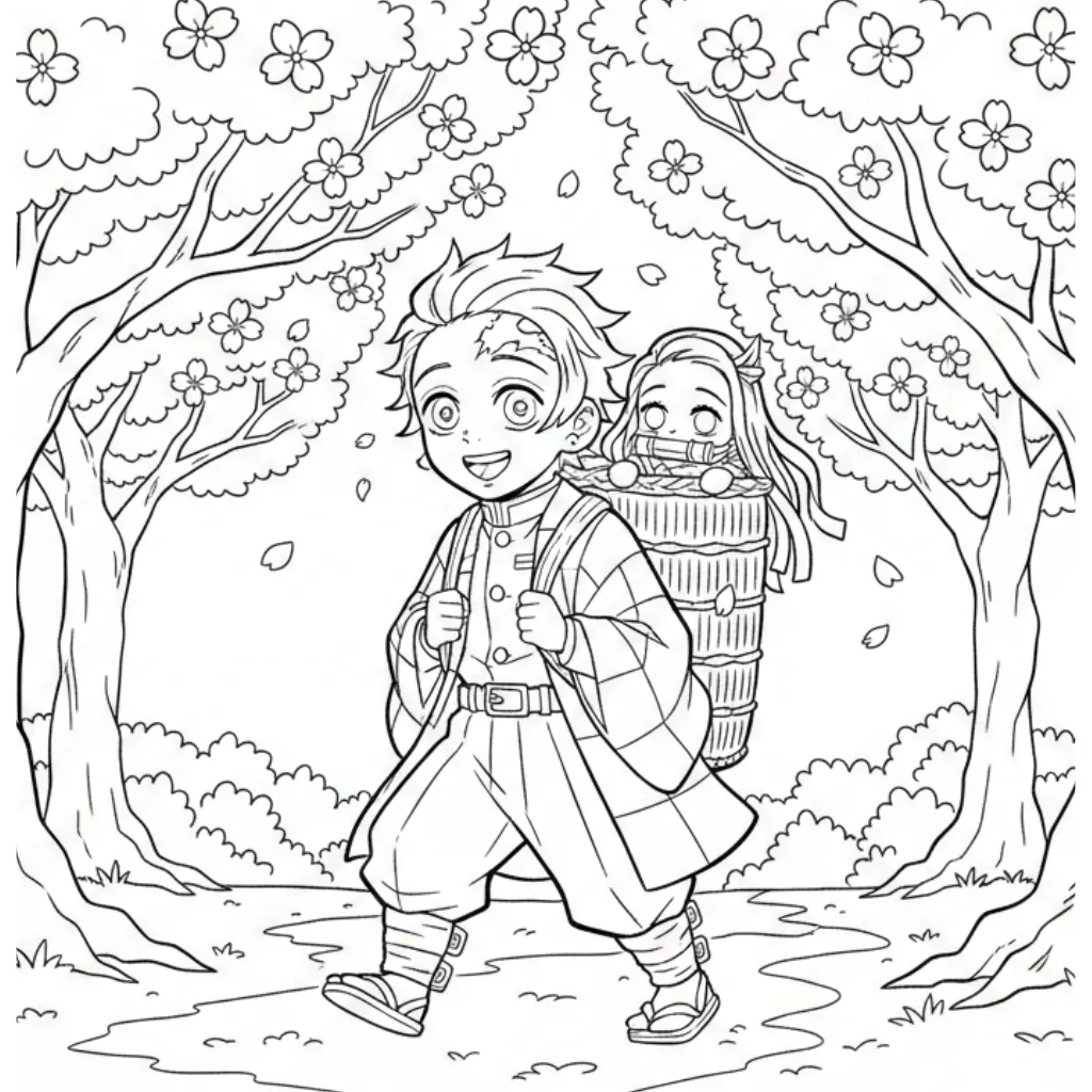 Demon Slayer 12 para colorear para niño de 7 años