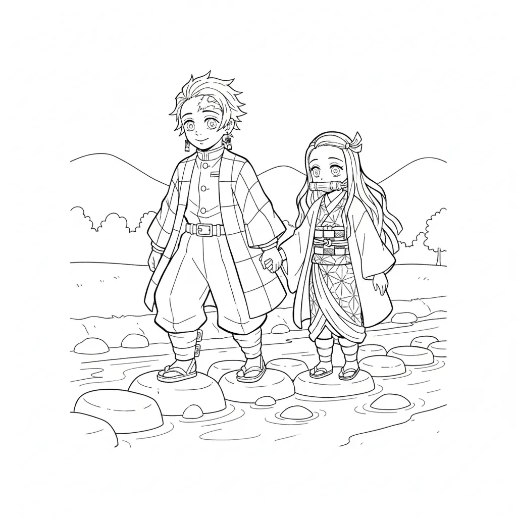 Demon Slayer 15 para colorear para niño gratis