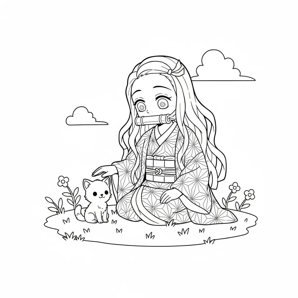 Demon Slayer 4 para colorear para niño de 5 años