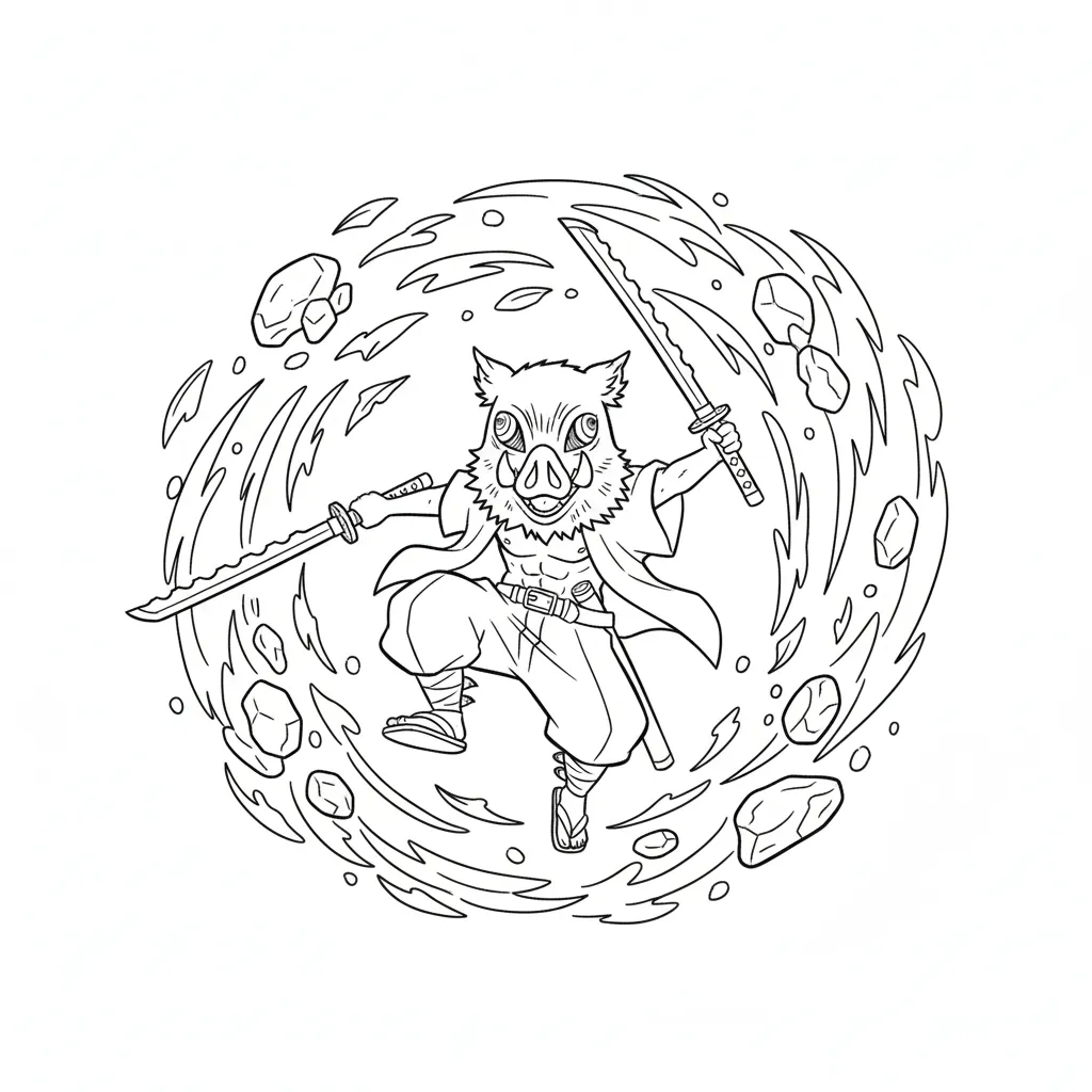 Demon Slayer 5 para colorear para niño de 2 años