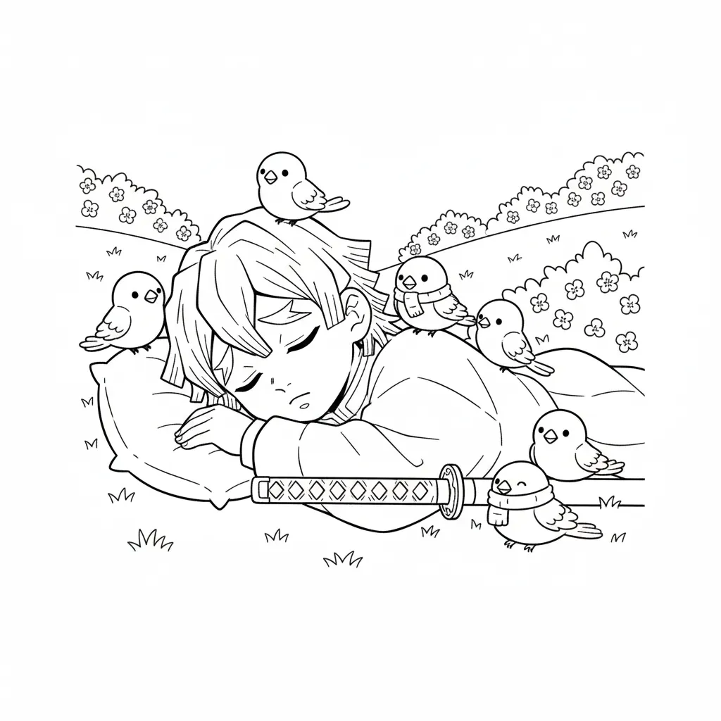 Demon Slayer 8 para colorear para niño de 2 años