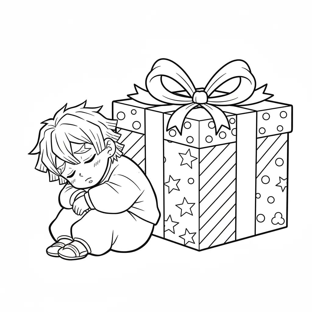 Demon Slayer de Navidad para colorear de para niños 1