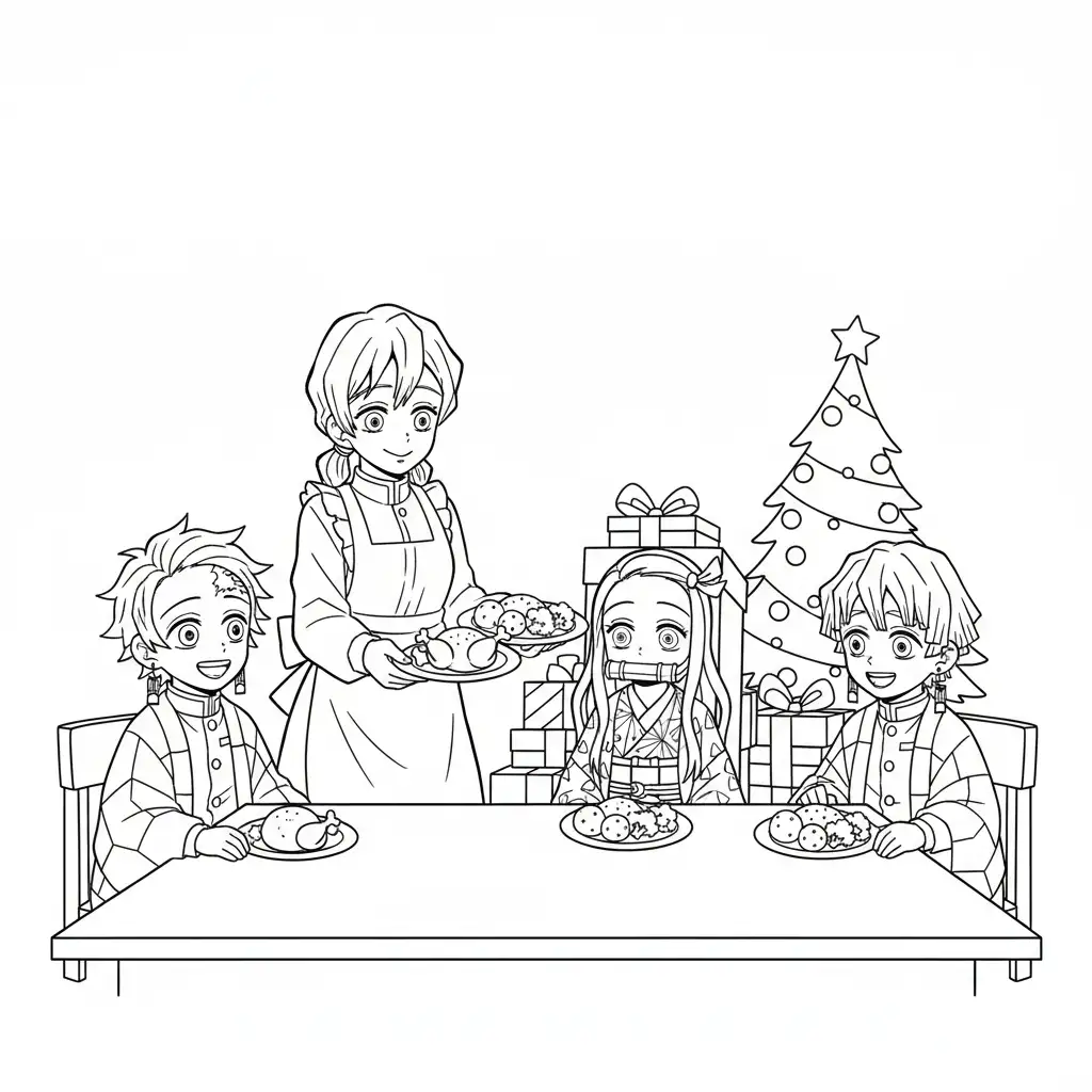 Demon Slayer de Navidad para colorear en línea 1