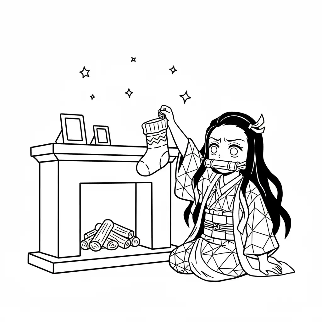 Demon Slayer de Navidad para dibujar e imprimir