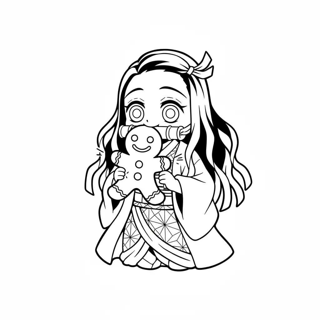 imagen para colorear Demon Slayer de Navidad niño 2