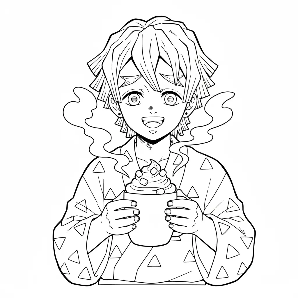 Demon Slayer de Navidad para colorear para imprimir gratis 1