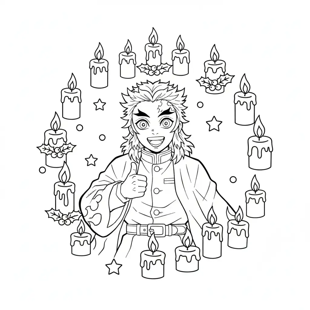 Demon Slayer de Navidad para colorear para niños