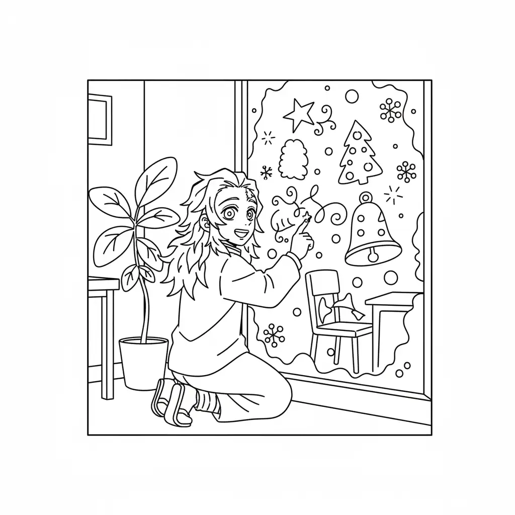 Demon Slayer de Navidad para colorear gratis