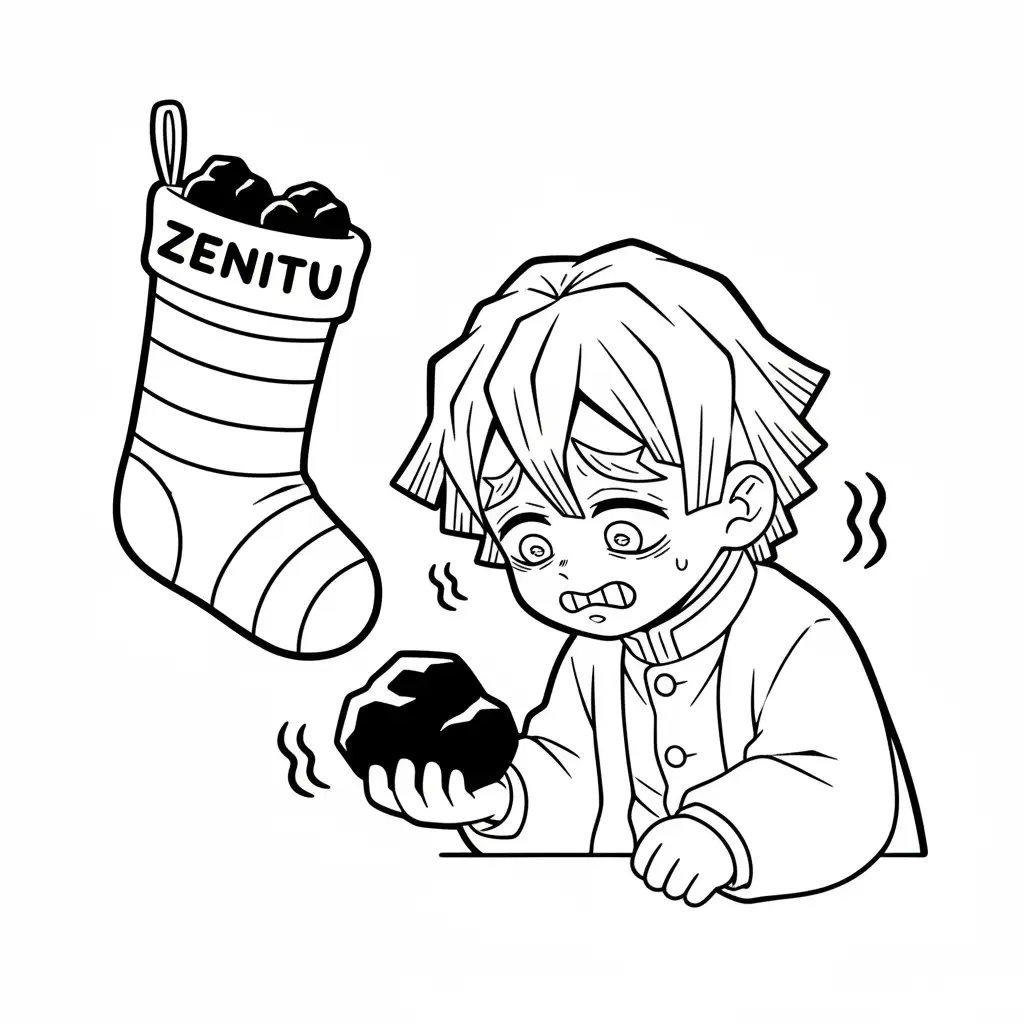 Demon Slayer de Navidad de niño para colorear para imprimir