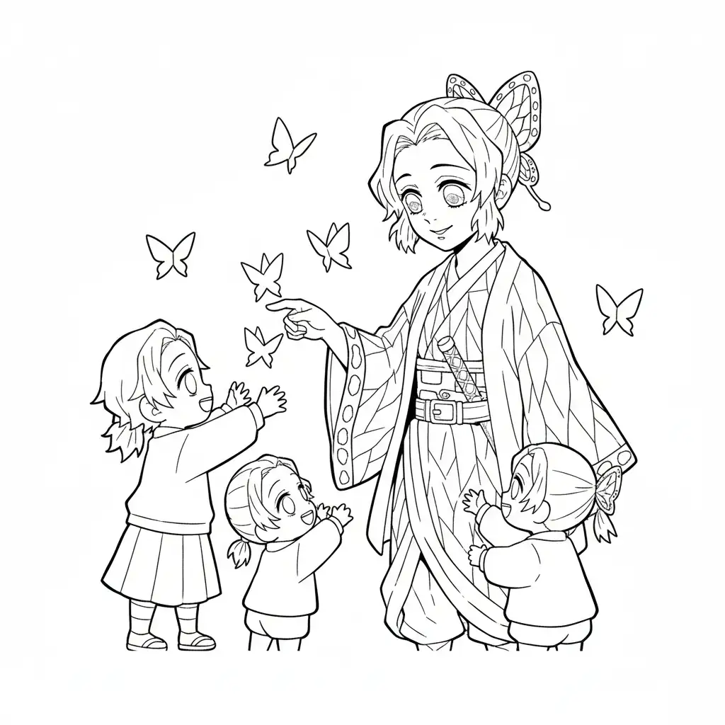 imprimir Demon Slayer de Navidad para colorear para niño