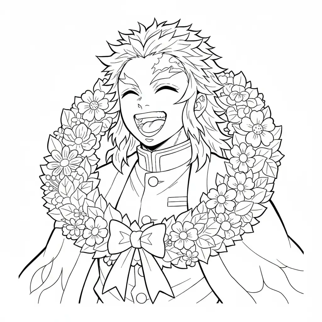 Demon Slayer de Navidad para colorear para niño de 8 años