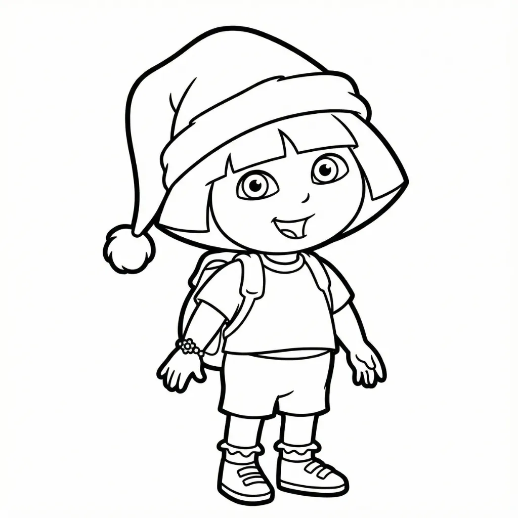 Dora la Exploradora de Navidad 10 para colorear para imprimir para niño de 10 años