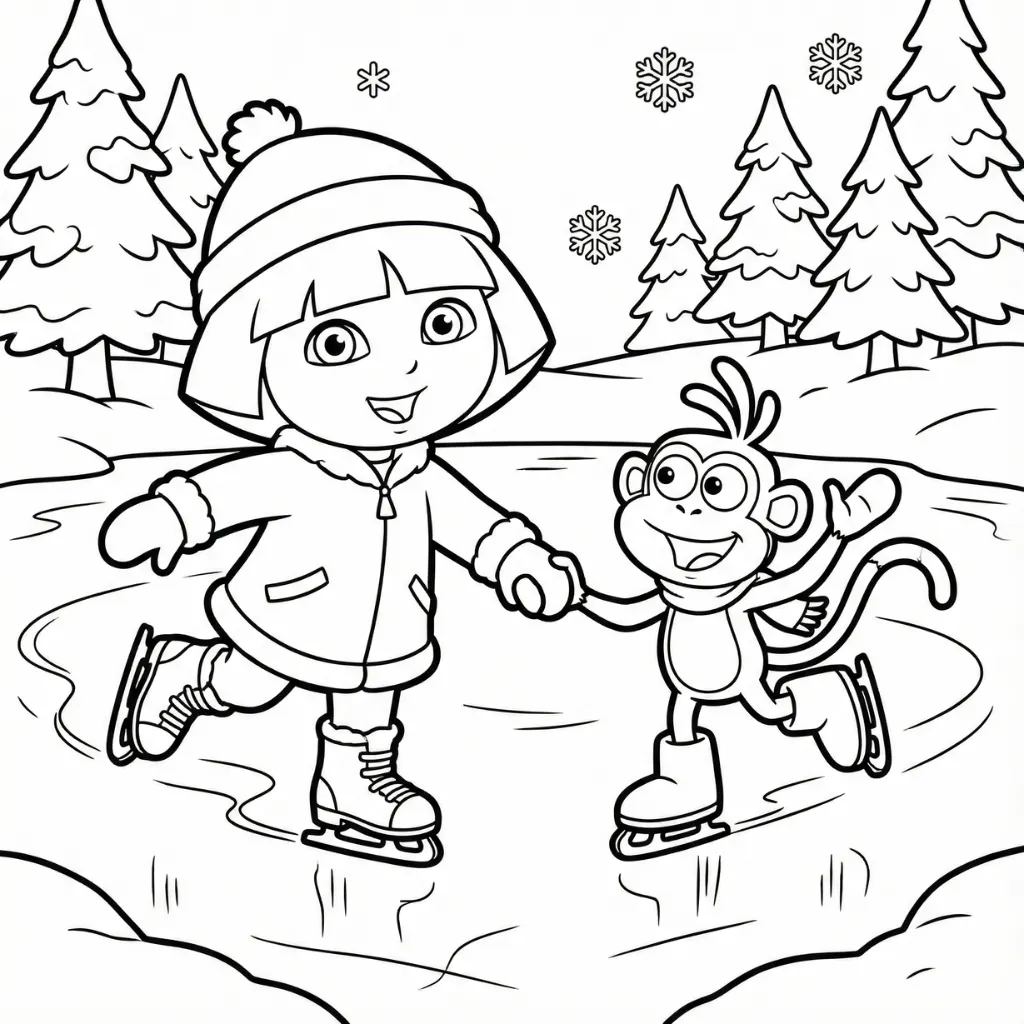 Dora la Exploradora de Navidad 13 para colorear para imprimir kawaii