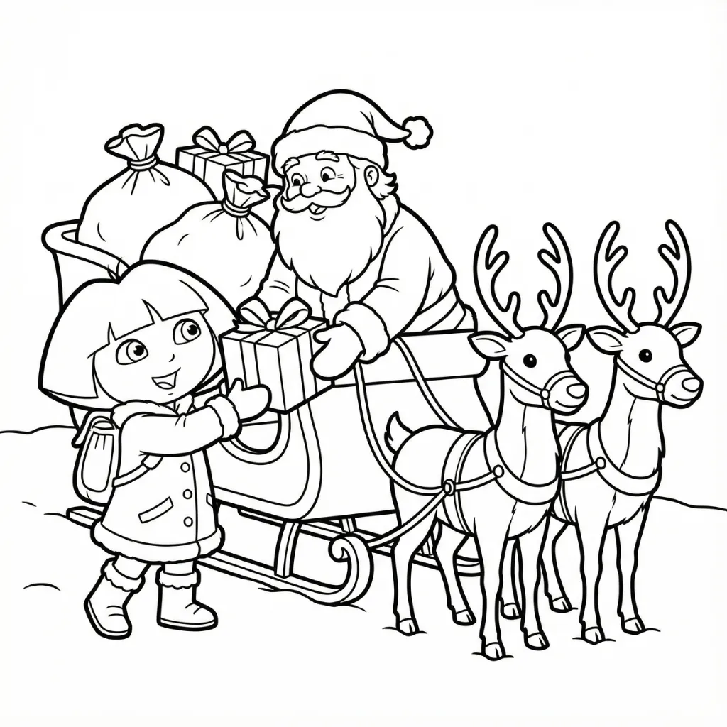 Dora la Exploradora de Navidad 14 para colorear para imprimir