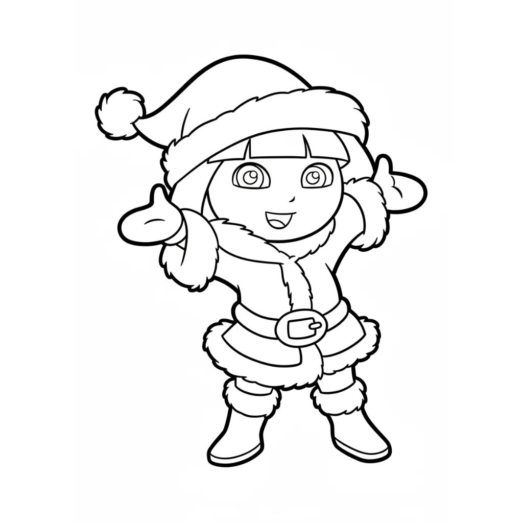 imprimir Dora la Exploradora de Navidad 16 para colorear gratis