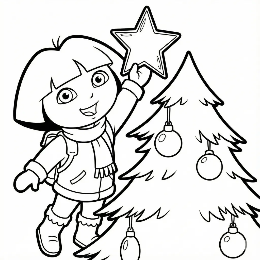 Dora la Exploradora de Navidad 17 para colorear para imprimir para niño de 3 años