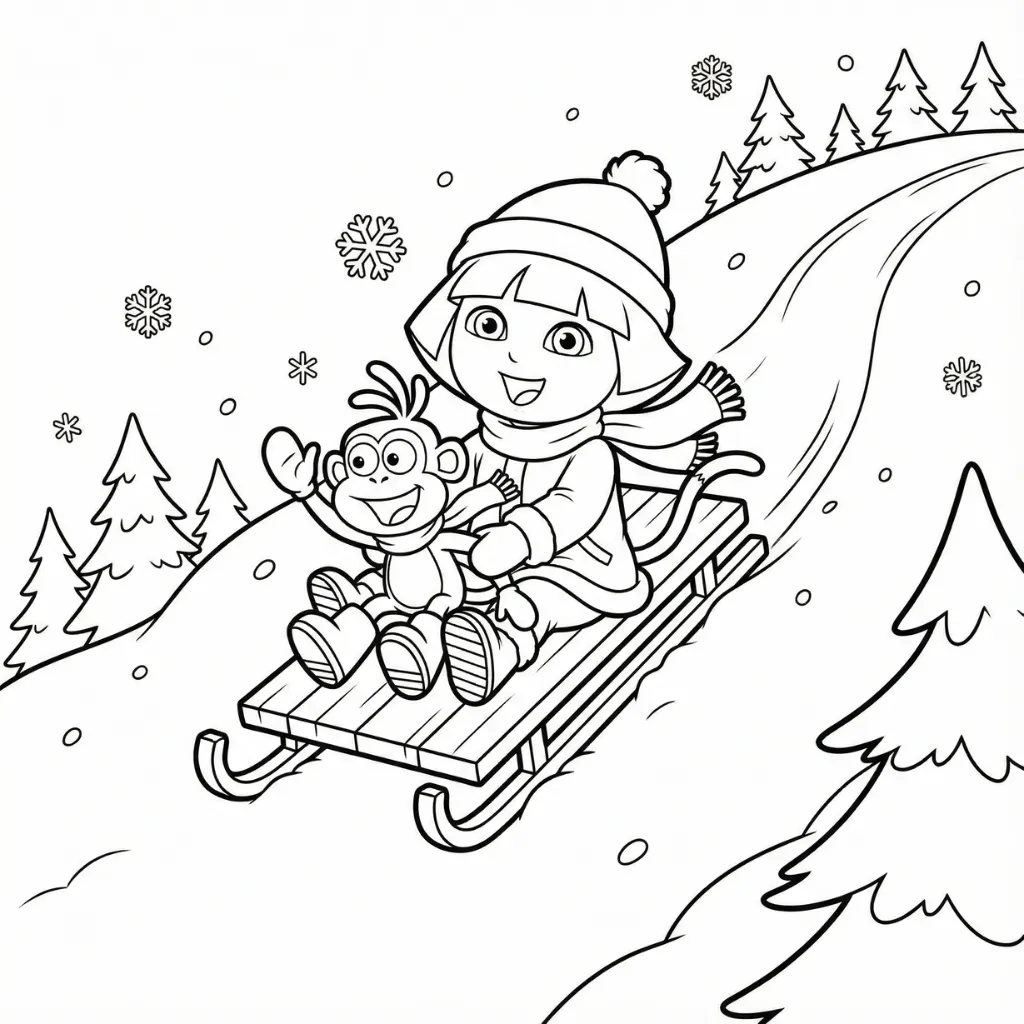 Dora la Exploradora de Navidad 3 para colorear de para niños