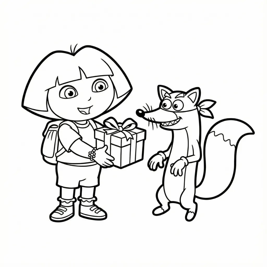 Dora la Exploradora de Navidad 5 para colorear y dibujos