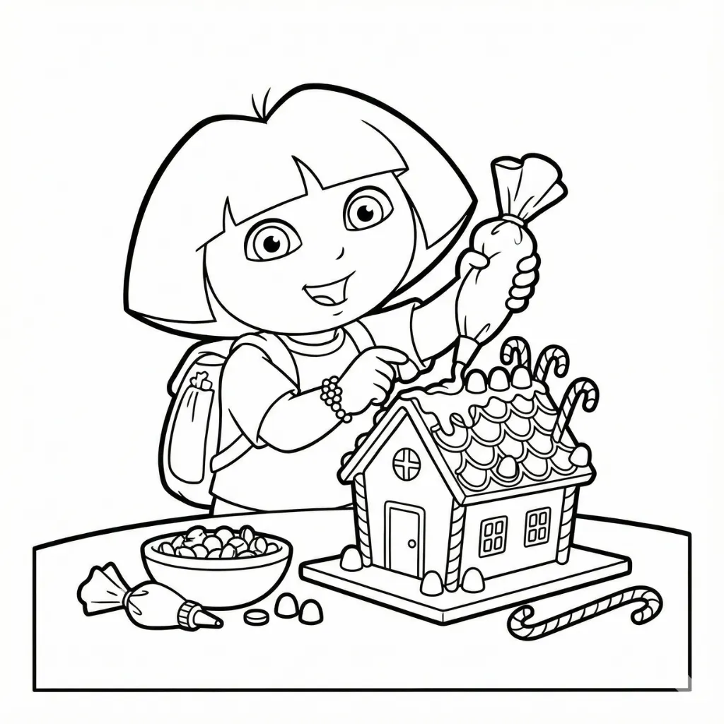 Dora la Exploradora de Navidad 6 para colorear para niño de 3 años
