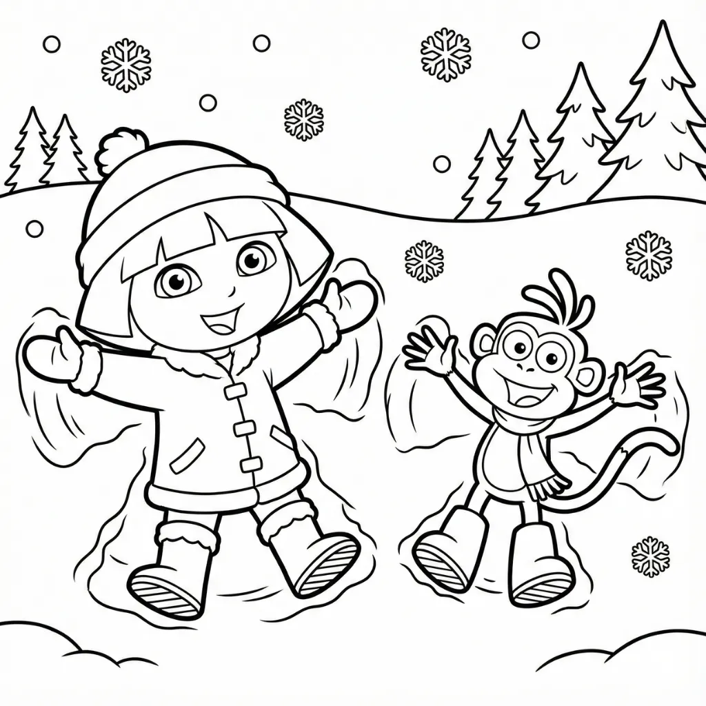 Dora la Exploradora de Navidad 9 para colorear en línea gratis