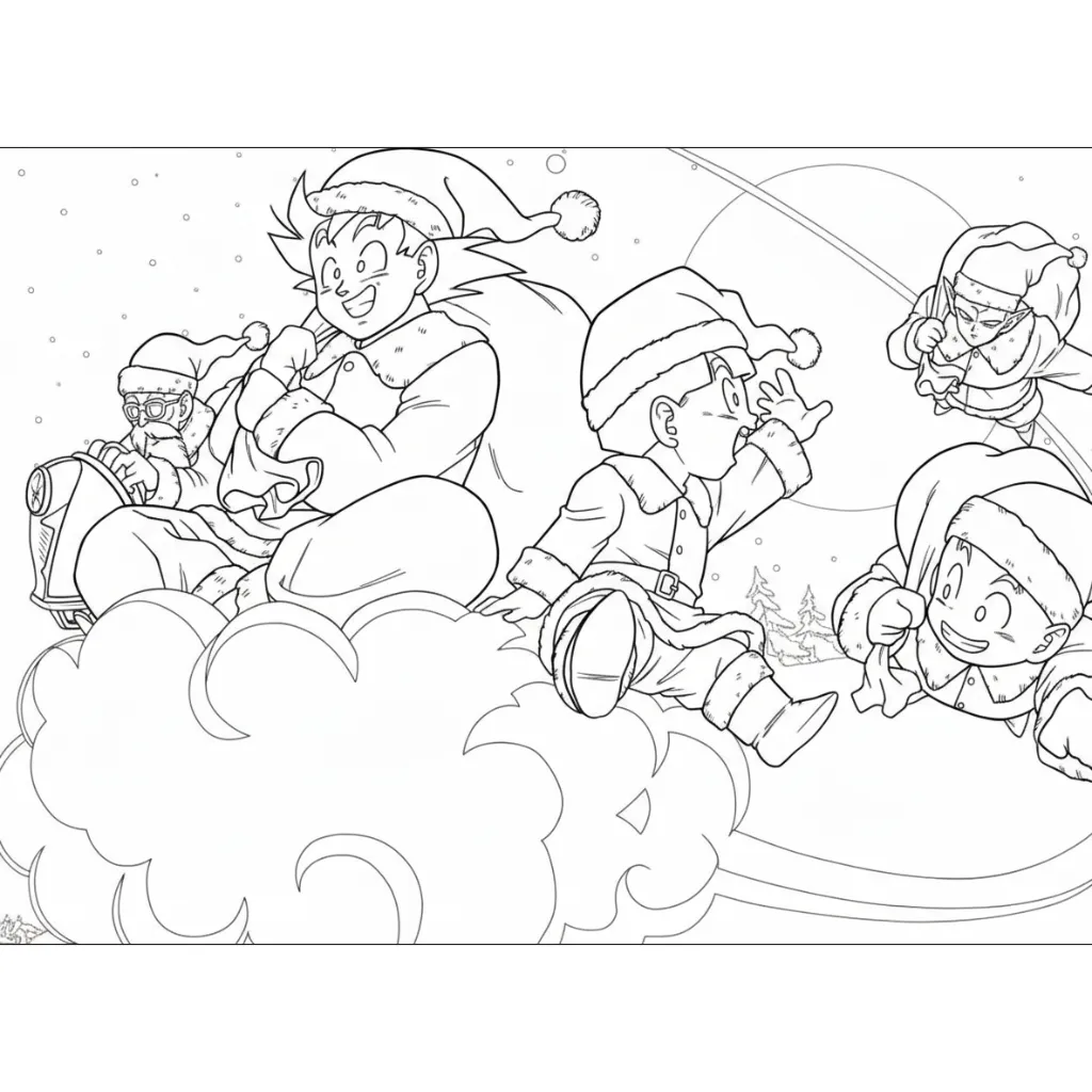 Dragon Ball Z de Navidad 10 para colorear en línea para niño