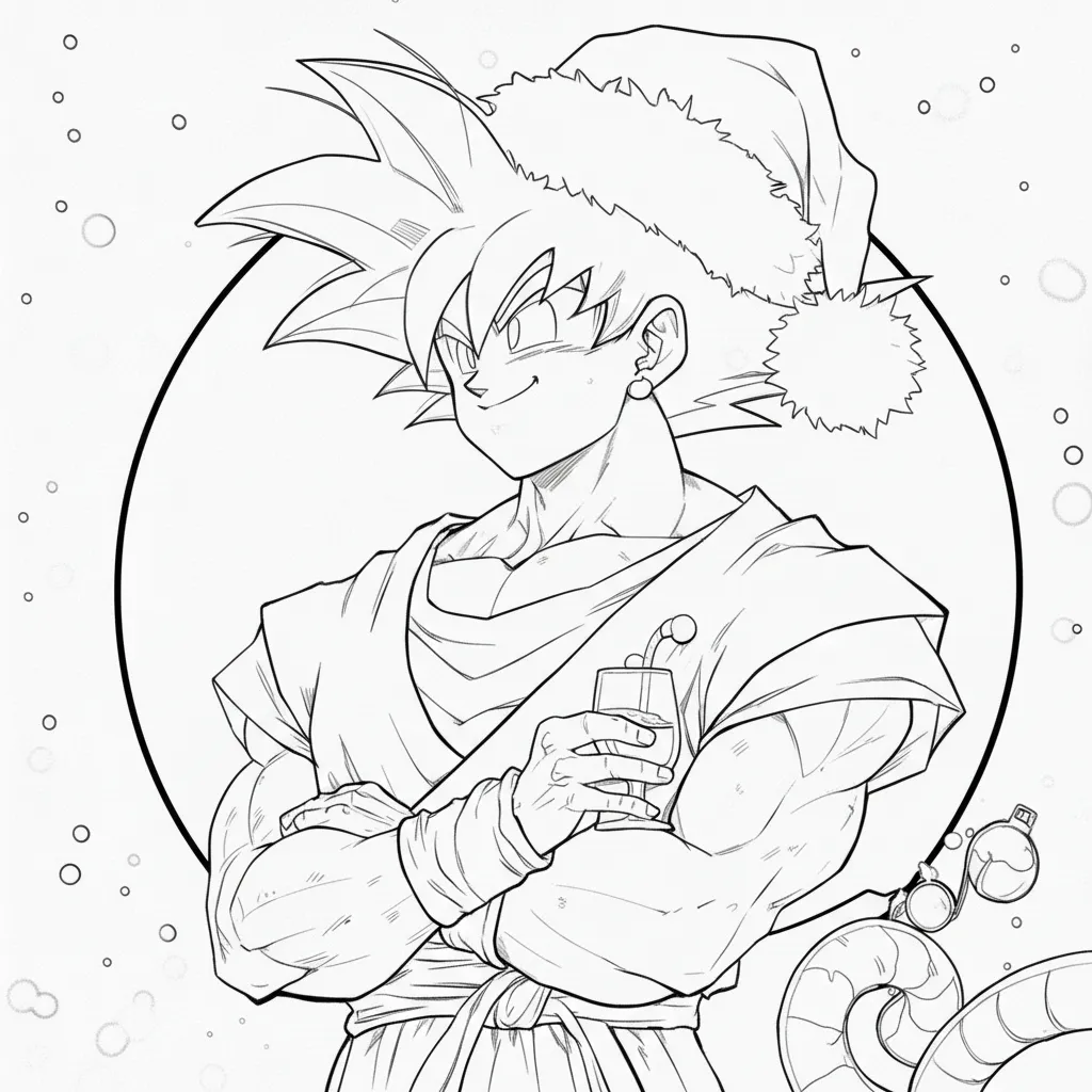 Dragon Ball Z de Navidad 12 para colorear para imprimir para niño de 4 años