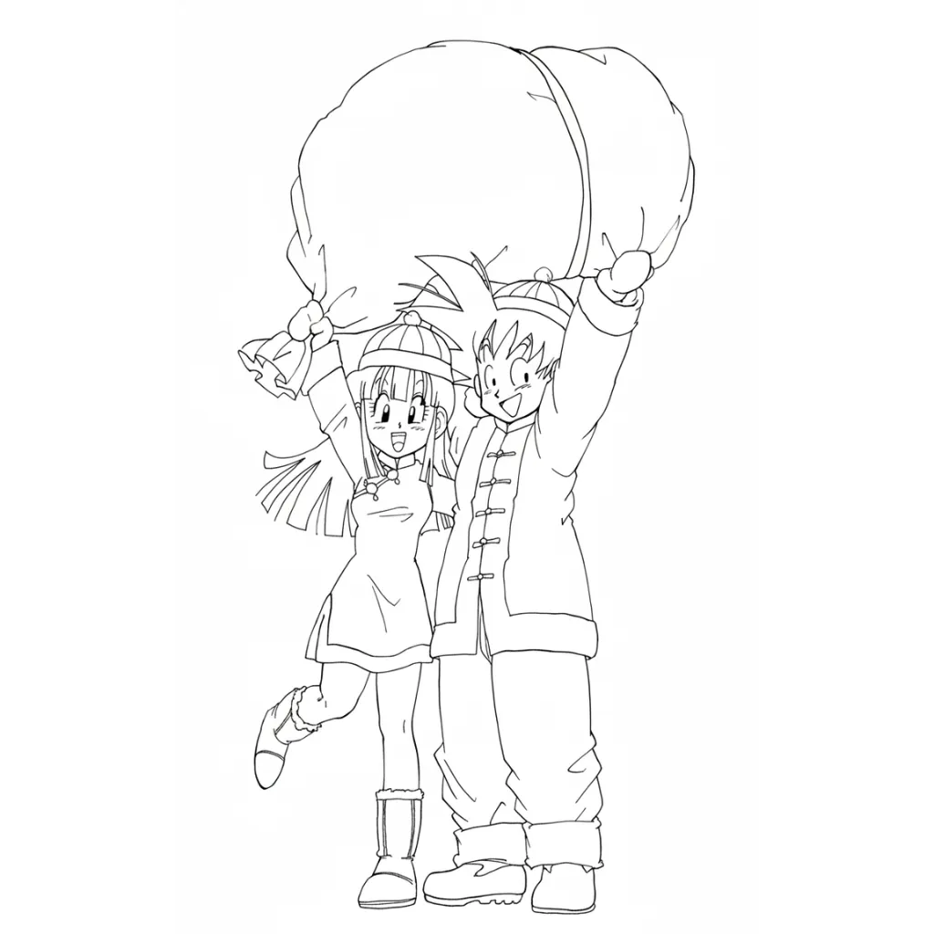 Dragon Ball Z de Navidad 16 para colorear y dibujo para imprimir