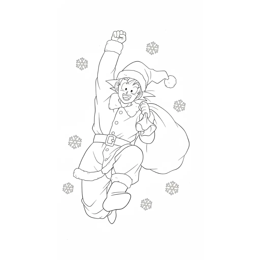 Dragon Ball Z de Navidad 18 para colorear y recortar