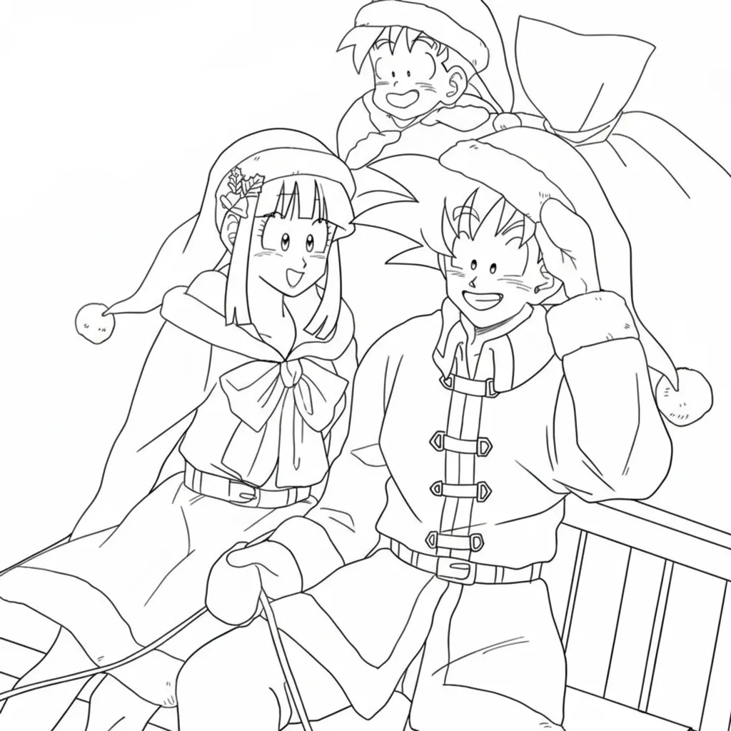 Dragon Ball Z de Navidad 20 para colorear para niños para imprimir