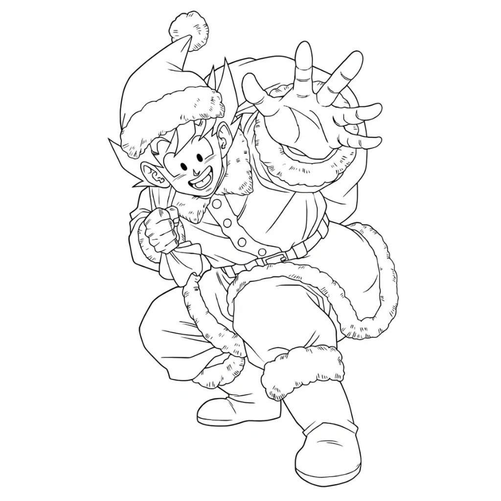 Dragon Ball Z de Navidad 21 para colorear para imprimir para niño de 7 años