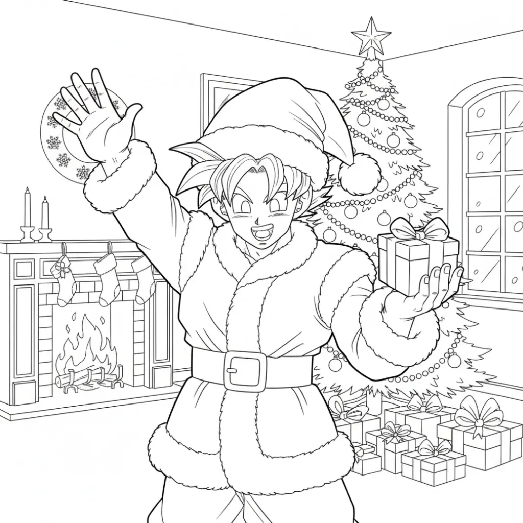 Dragon Ball Z de Navidad 23 para colorear para imprimir para niño de 8 años