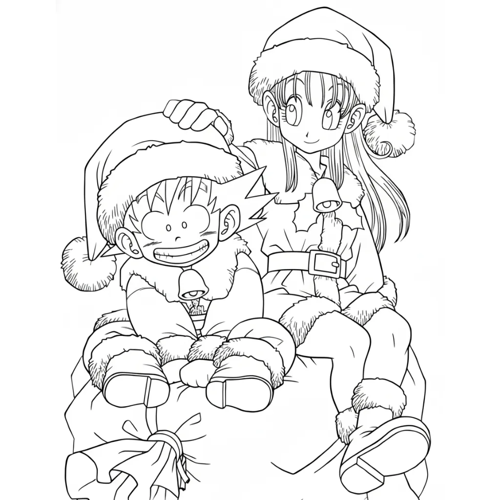 Dragon Ball Z de Navidad 3 para dibujar e imprimir