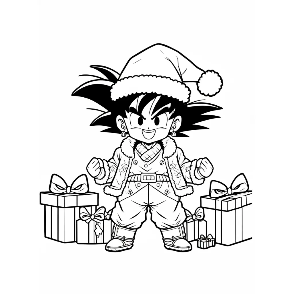 Dragon Ball Z de Navidad 4 para colorear para niños para imprimir gratis