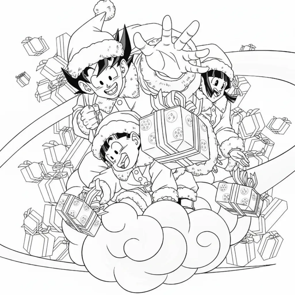 Dragon Ball Z de Navidad 5 para colorear gratis para imprimir
