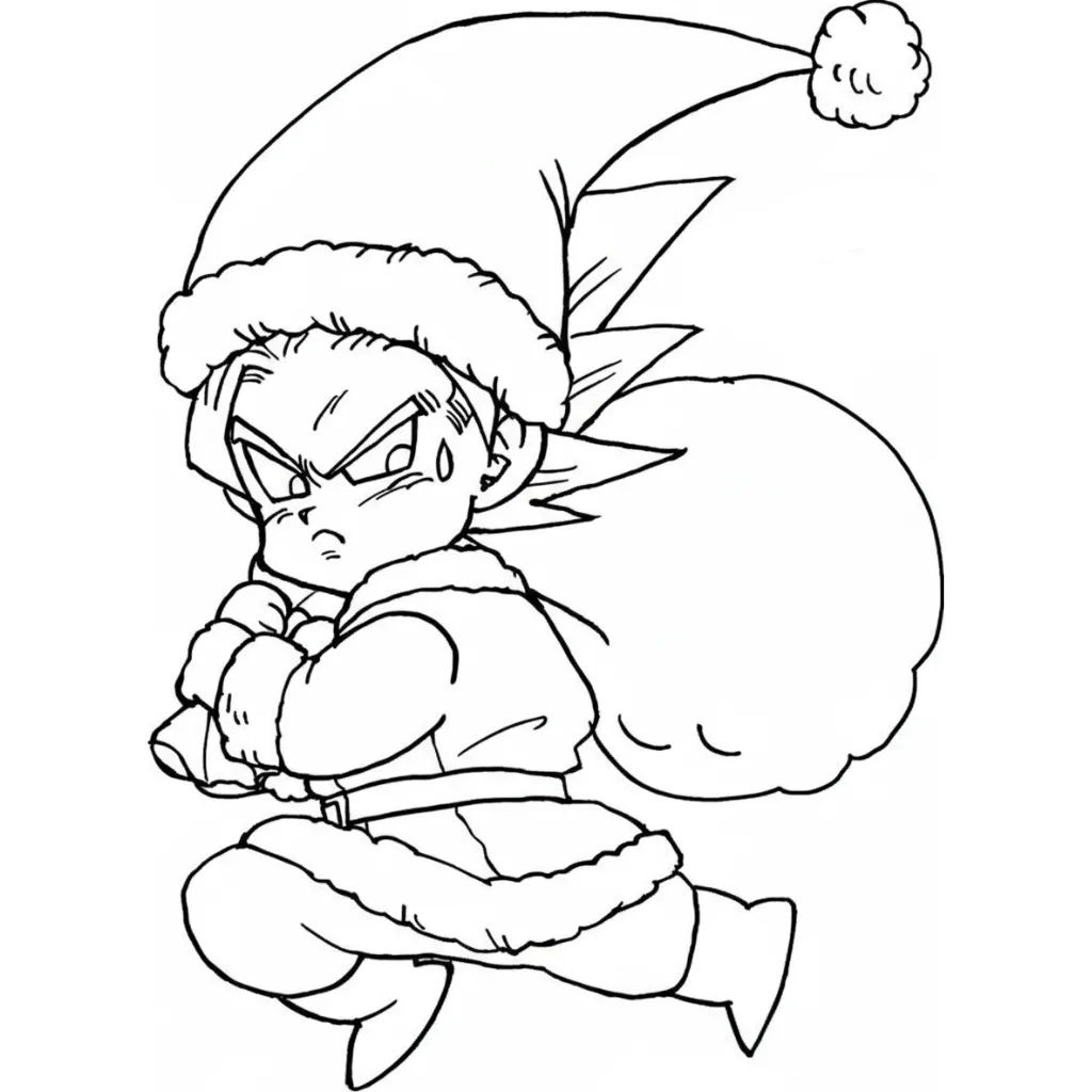 Dragon Ball Z de Navidad 7 para colorear para niños para imprimir