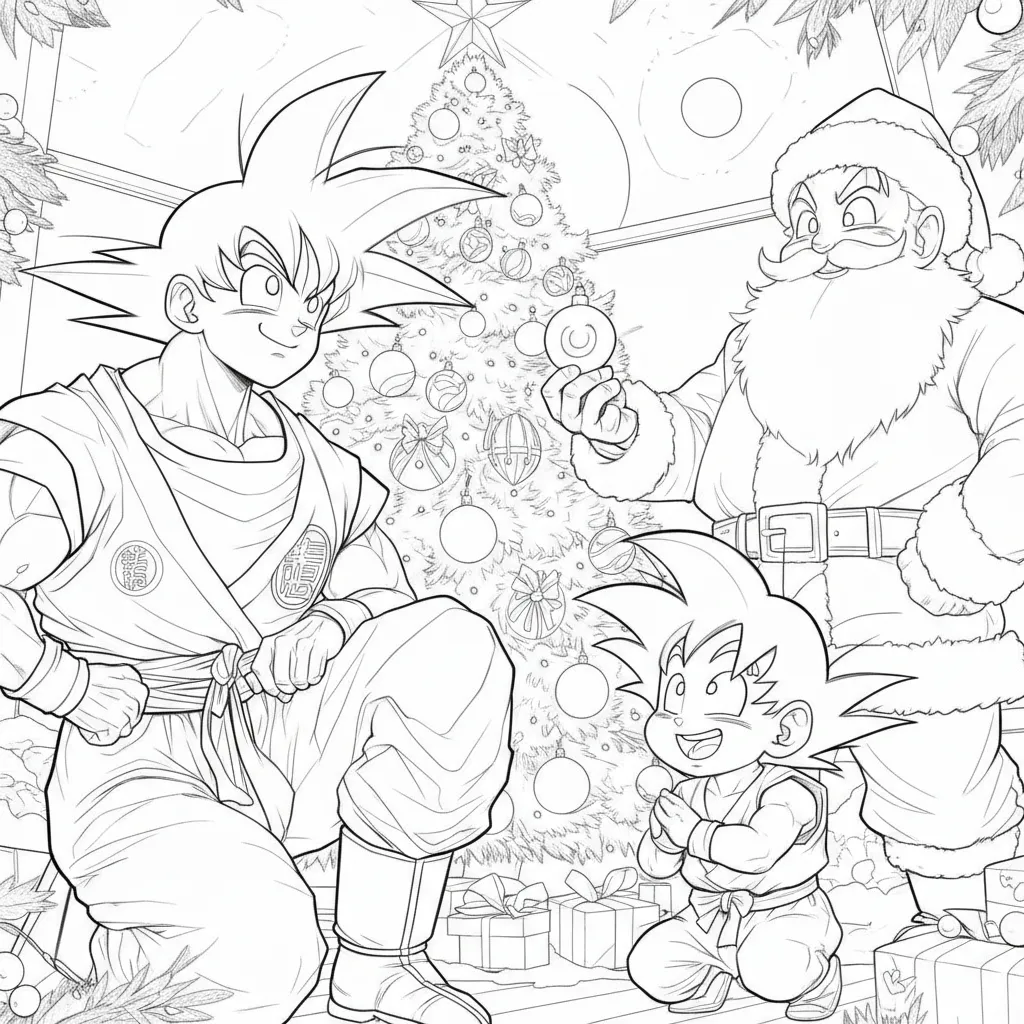 Dragon Ball Z de Navidad 8 para colorear para niños para imprimir gratis