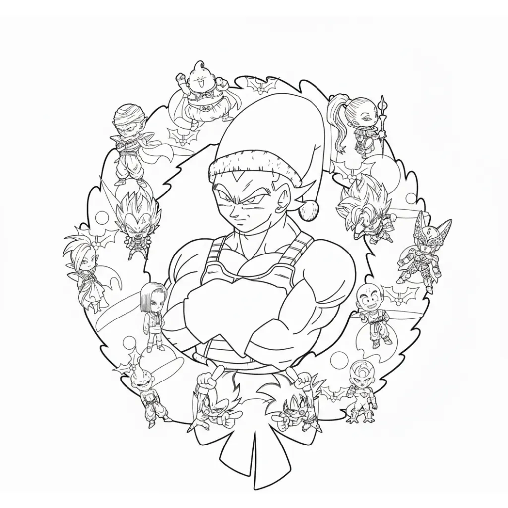 Dragon Ball Z de Navidad 9 para colorear para niño de 5 años