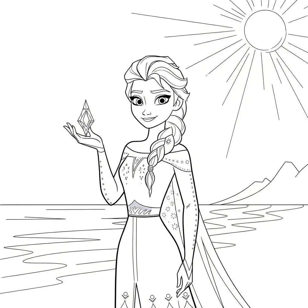 Elsa para colorear para niño