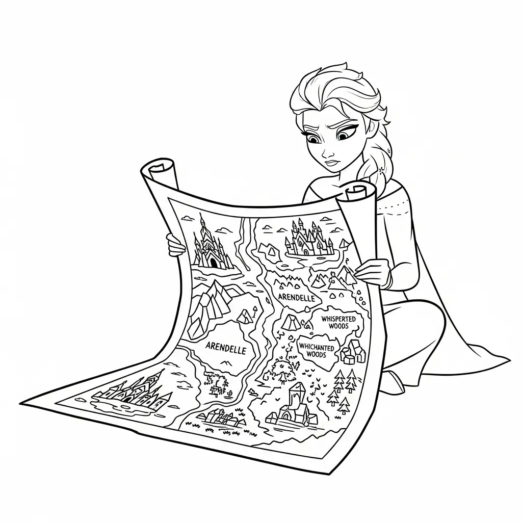 Elsa para colorear para niños para imprimir 1