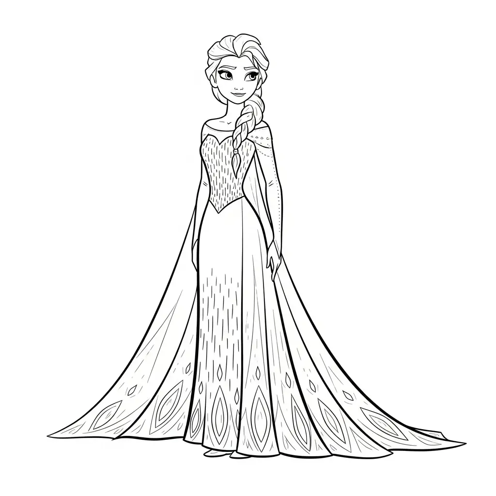 Elsa para colorear para niño de 8 años