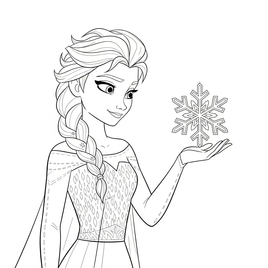 Elsa para colorear para niño gratis 1