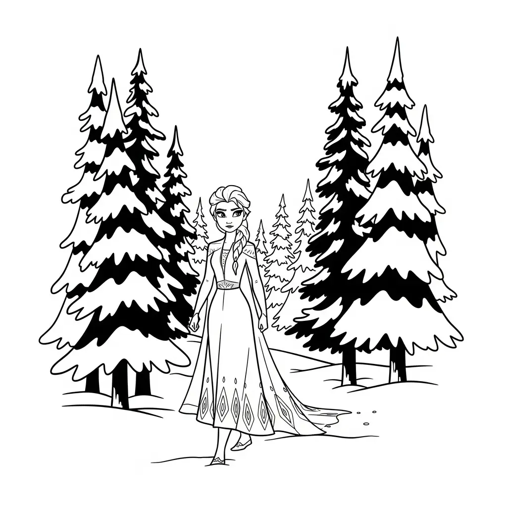 imprimir Elsa para colorear para niño 1