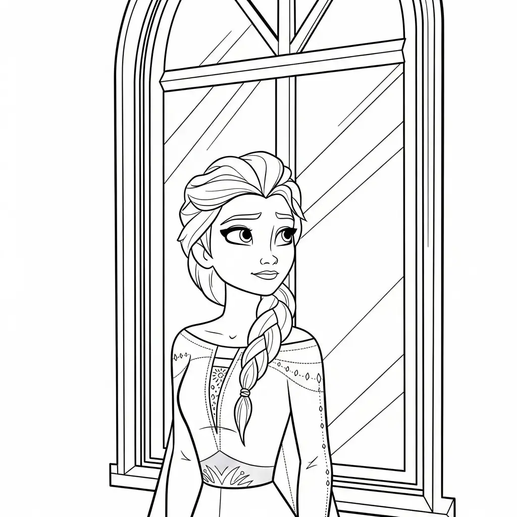 Elsa para colorear para niño para imprimir