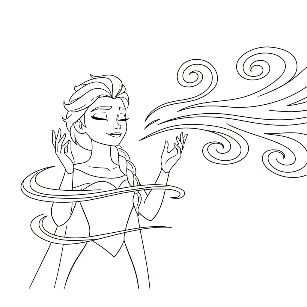 imprimir Elsa para colorear para niño