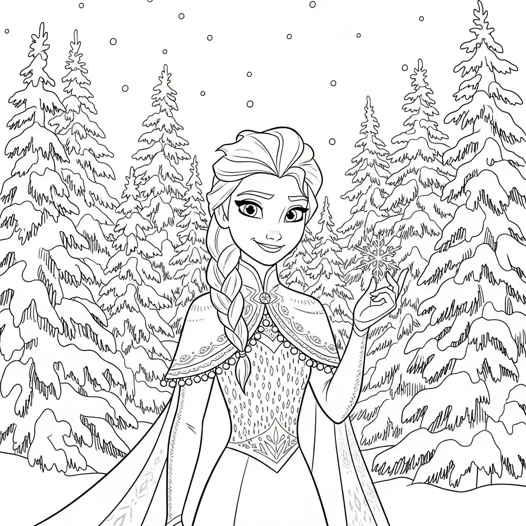 Elsa de Navidad para colorear para niños para descargar